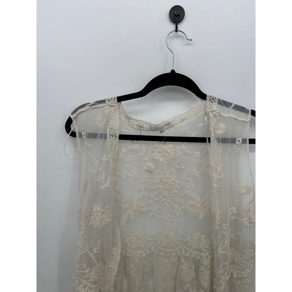 Sweet Generis Women Cream Lace Cardigan Vest Size M/L Boho Festival Hippie Gypsy - Picture 4 of 7